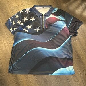 Dry fit 1/4 zip golf polo with collar. Stars and strips!